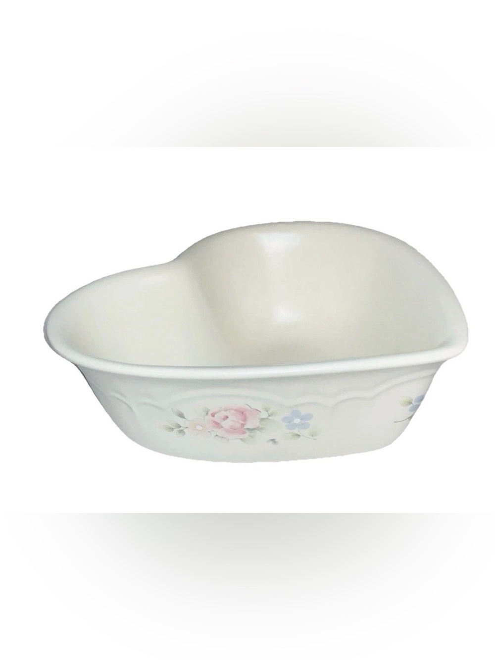 Pfaltzgraff Tea Rose Heart Shaped Bowl 8” Stoneware Serving Dish Vintage USA
